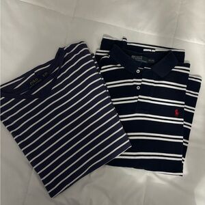 Ralph Lauren Navy and White Striped Polo and T-Shirt set